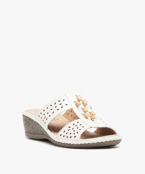 Mules femme confort à brides ajourées et perles en bois vue2 - GEMO (CONFORT) - GEMO
