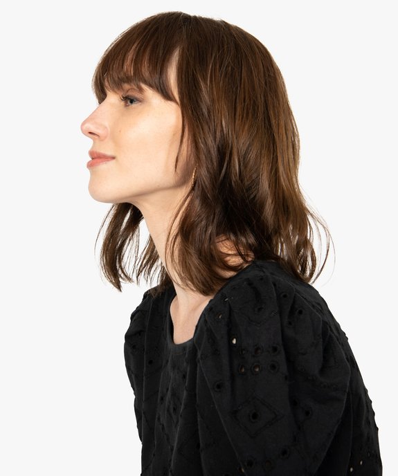 Tee-shirt femme en broderie anglaise avec manches bouffantes vue2 - GEMO(FEMME PAP) - GEMO