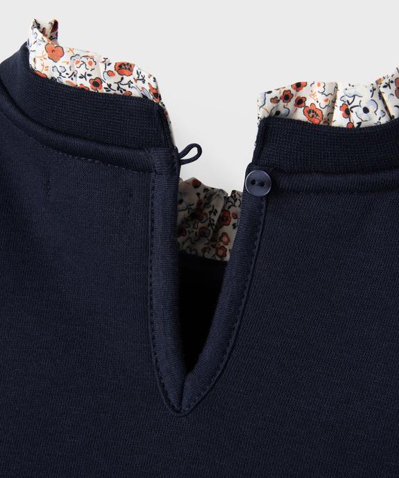 Sweat à col froncé et inscription brodée fille - LuluCastagnette vue3 - LULUCASTAGNETTE - GEMO