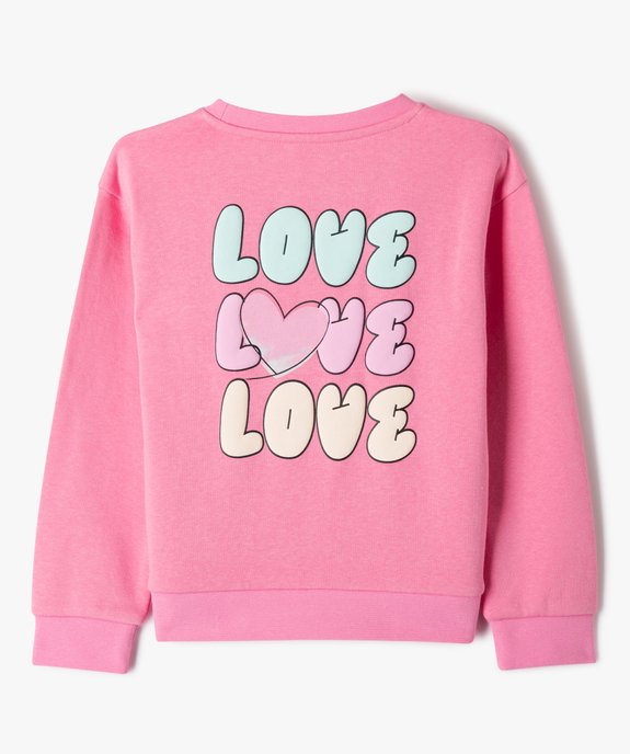 Sweat à col rond à motifs coeurs fille vue3 - GEMO 4G FILLE - GEMO