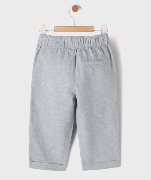 Pantalon à taille élastiquée en lin et coton bébé garçon vue3 - GEMO 4G BEBE - GEMO