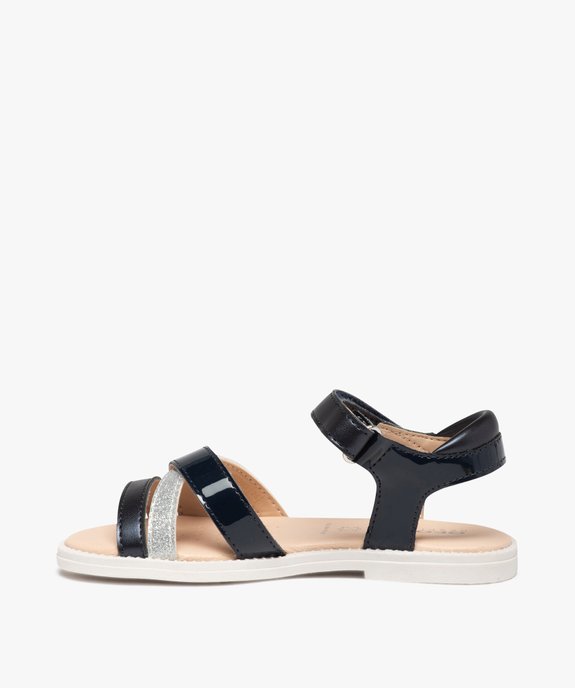 Sandales fille à fines brides métallisées et scratch – Geox vue3 - GEOX - GEMO