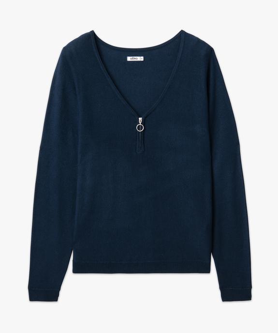 Pull fin à col V zippé manches chauve-souris femme vue4 - GEMO 4G FEMME - GEMO