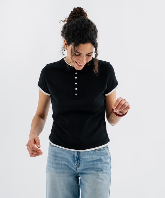 Tee-shirt manches courtes et col rond boutonné femme vue1 - GEMO 4G FEMME - GEMO