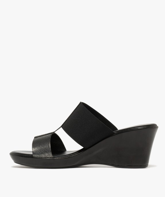 Mules femme compensées à bride élastique et bride fantaisie vue3 - GEMO(URBAIN) - GEMO