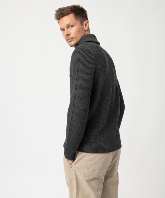 Pull homme en grosse maille à col camionneur vue3 - GEMO (HOMME) - GEMO
