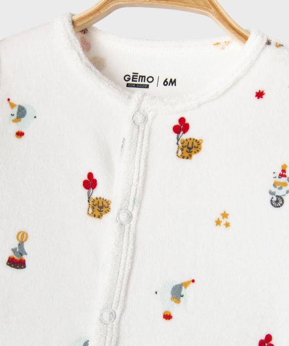 Pyjama en velours ouverture devant à motifs bébé vue2 - GEMO 4G BEBE - GEMO