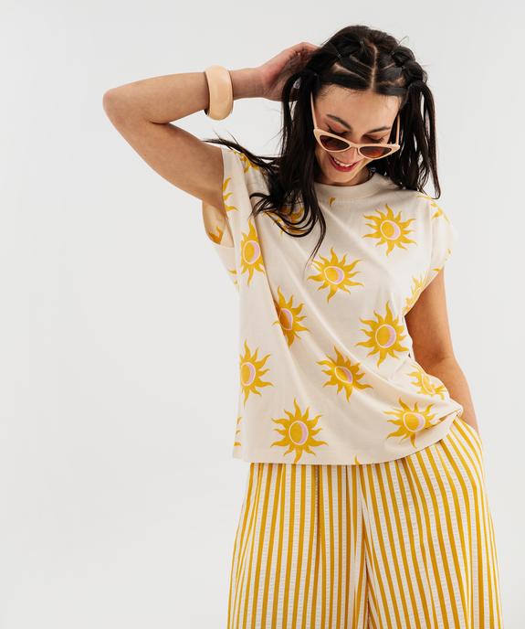 Tee-shirt sans manches en jersey de coton imprimé femme vue1 - GEMO(FEMME PAP) - GEMO