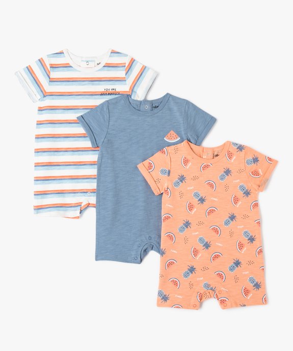 Combishort bébé garçon avec manches à revers (lot de 3) vue1 - GEMO(BB COUCHE) - GEMO
