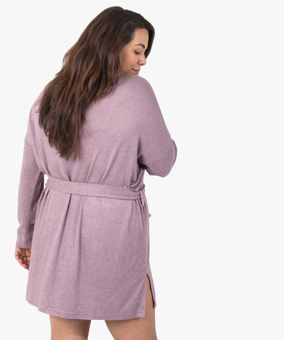 Veste d'intérieur femme grande taille en maille douce avec ceinture à nouer vue3 - GEMO(HOMWR FEM) - GEMO