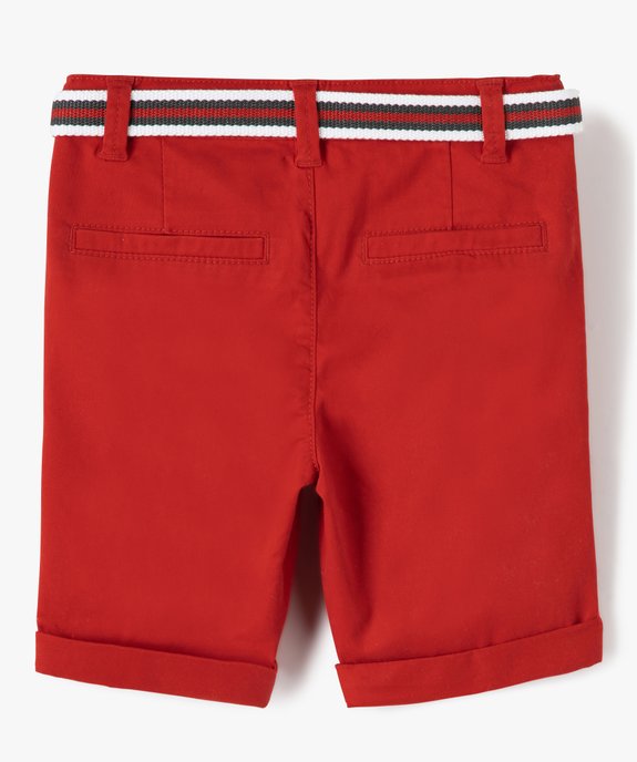 Bermuda en coton avec ceinture tricolore garçon vue4 - GEMO 4G GARCON - GEMO