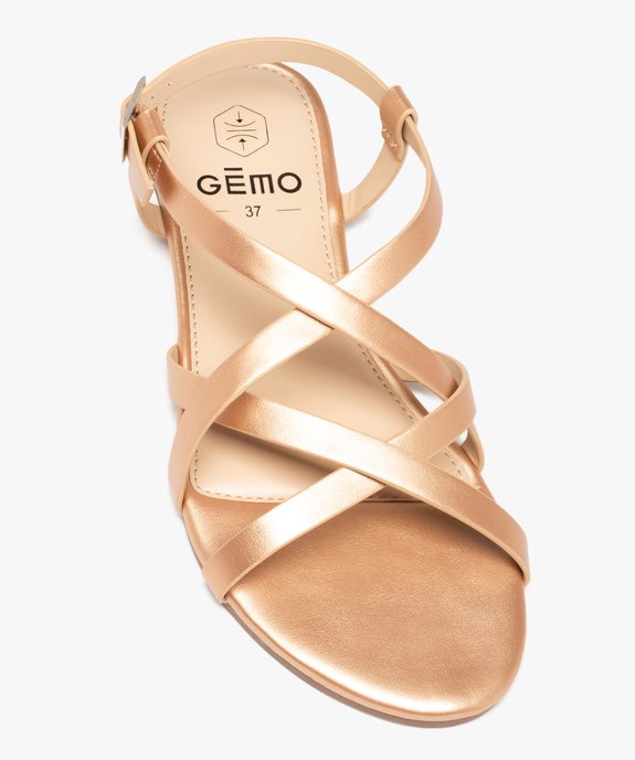 Sandales femme unies à talon plat et fines brides croisées vue5 - GEMO (CASUAL) - GEMO