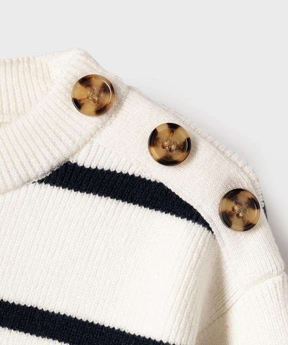 Pull court à rayures en maille côtelée fille - LuluCastagnette vue2 - LULUCASTAGNETTE - GEMO