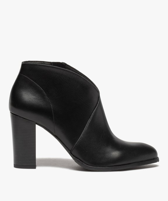 Low-boots femme à talon droit dessus cuir uni vue2 - GEMO(URBAIN) - GEMO