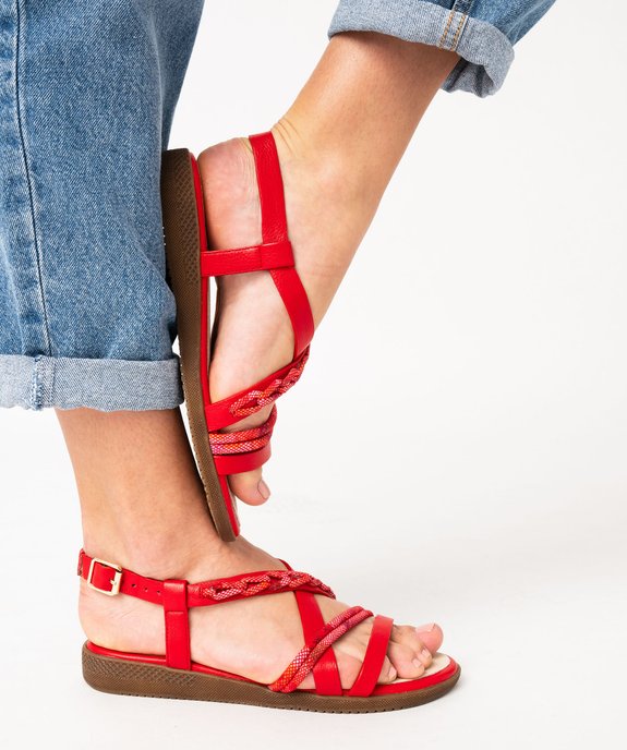 Sandales femme unies à brides fantaisie avec bijou et à semelle épaisse vue1 - GEMO (CASUAL) - GEMO