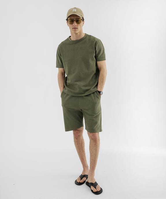 Bermuda en maille de coton texturée homme vue4 - GEMO 4G HOMME - GEMO