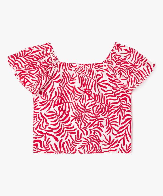 Blouse imprimée à manches courtes avec col modulable fille vue3 - GEMO 4G FILLE - GEMO