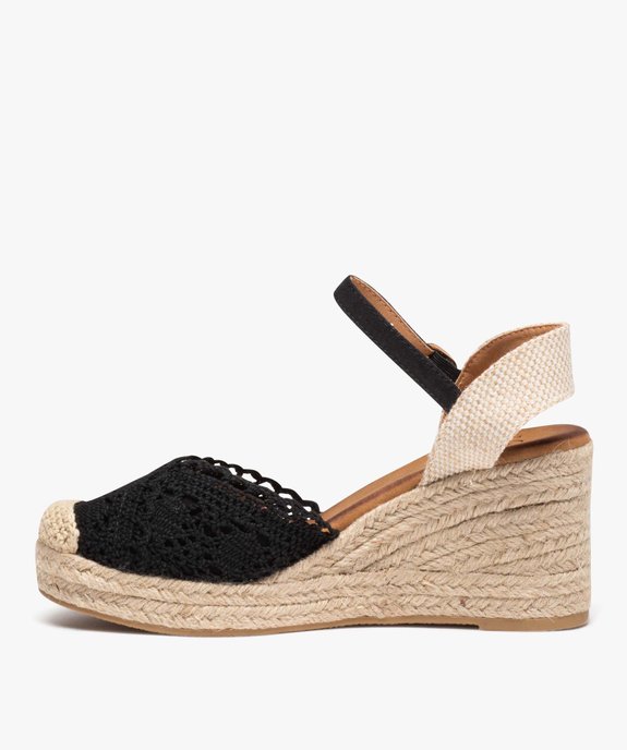Sandales femme compensées en jute avec dessus brodé vue3 - SANS MARQUE - GEMO