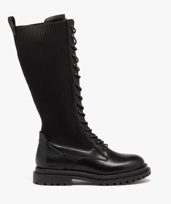 Bottes fille plates unies à lacets et tige chaussette vue1 - GEMO (ENFANT) - GEMO