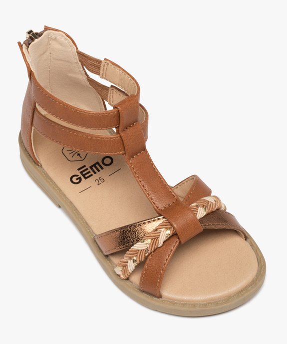 Sandales fille zippées à tige montante et brides métallisées vue5 - GEMO (ENFANT) - GEMO