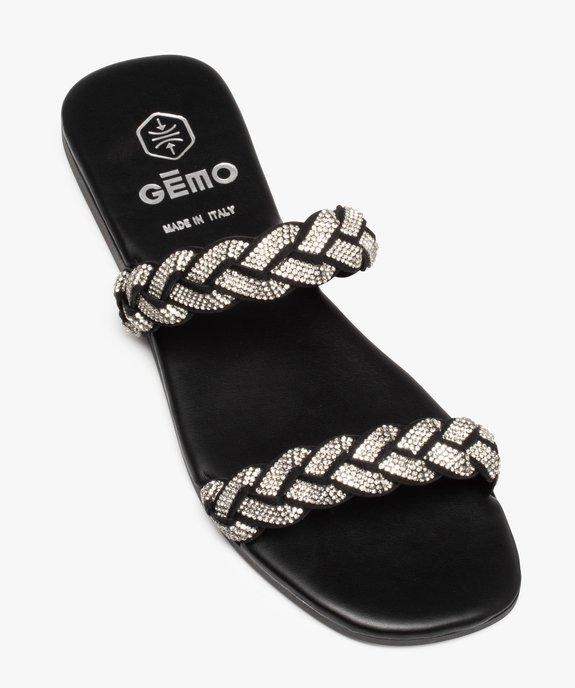 Mules femme à talon plat et brides strass tressées vue5 - GEMO (CASUAL) - GEMO