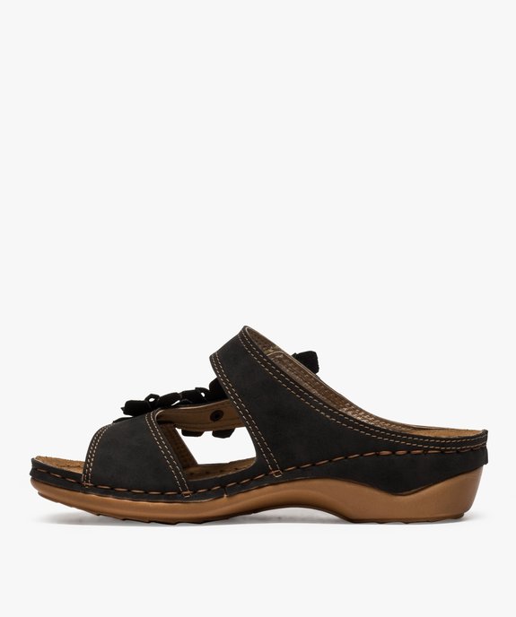 Mules femme confort avec bride à fleurs en relief vue3 - GEMO (CONFORT) - GEMO