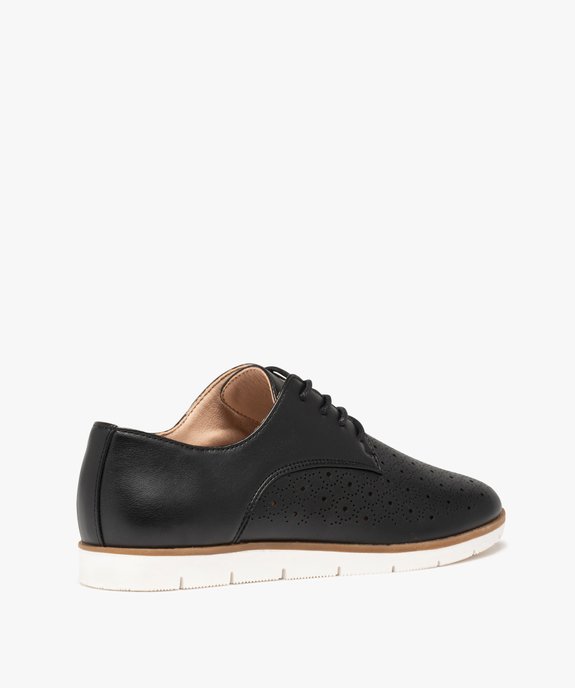 Derbies femme à talon plat et dessus perforé vue5 - GEMO (CASUAL) - GEMO
