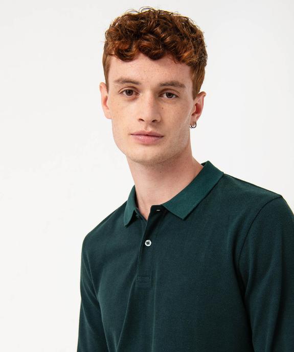 Polo à manches longues en maille piquée bicolore homme vue2 - GEMO (HOMME) - GEMO