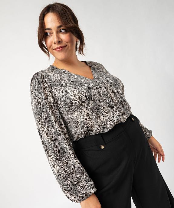 Blouse manches longues imprimée à col V femme grande  taille vue2 - GEMO (G TAILLE) - GEMO