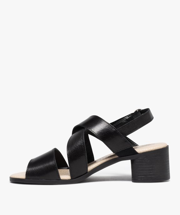 Sandales femme unies à talon et brides en cuir vue3 - GEMO 4G FEMME - GEMO