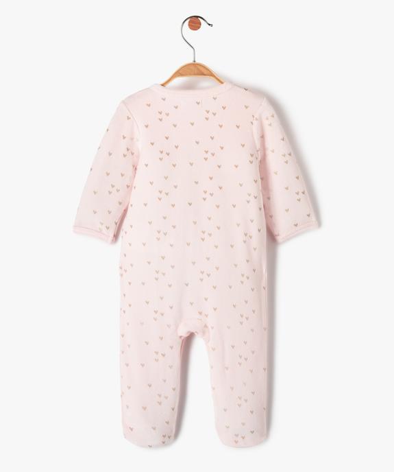 Pyjama bébé en velours pastel à cœurs dorés et ouverture ventrale vue3 - GEMO(BB COUCHE) - GEMO