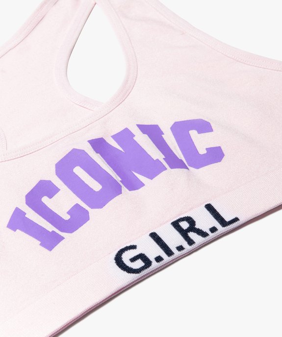 Brassière fille avec inscription girly vue2 - GEMO 4G FILLE - GEMO