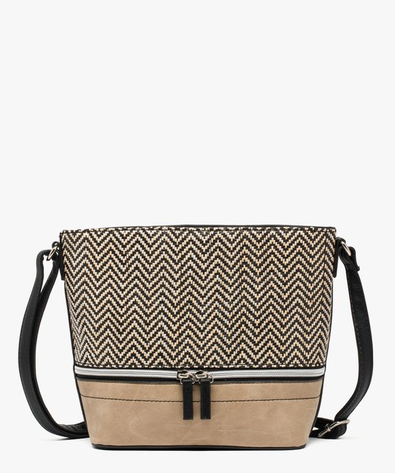 Sac bandoulière effet raphia à zips décoratifs vue1 - GEMO (ACCESS) - GEMO