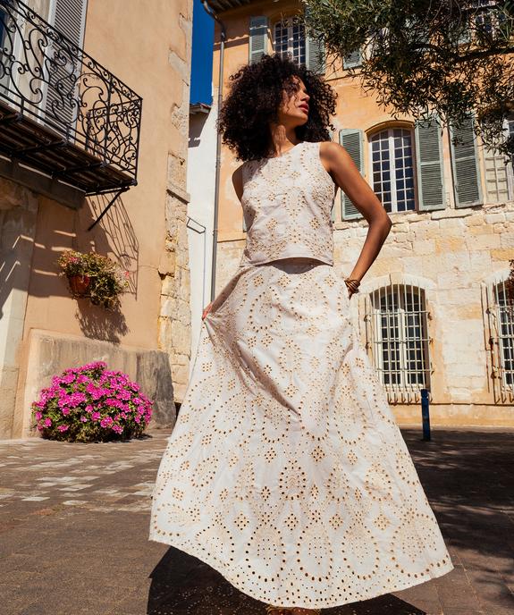 Jupe longue et ample en broderie anglaise femme vue5 - GEMO(FEMME PAP) - GEMO