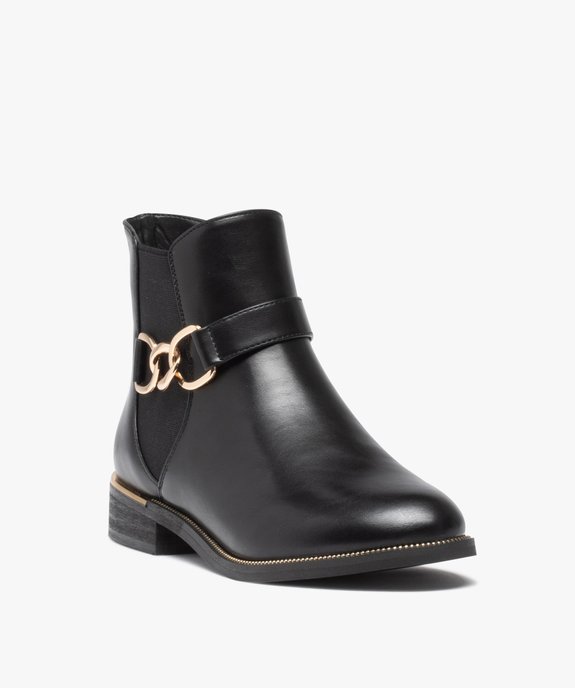 Boots femme unies à talon plat et chaine métallique vue2 - GEMO (CASUAL) - GEMO