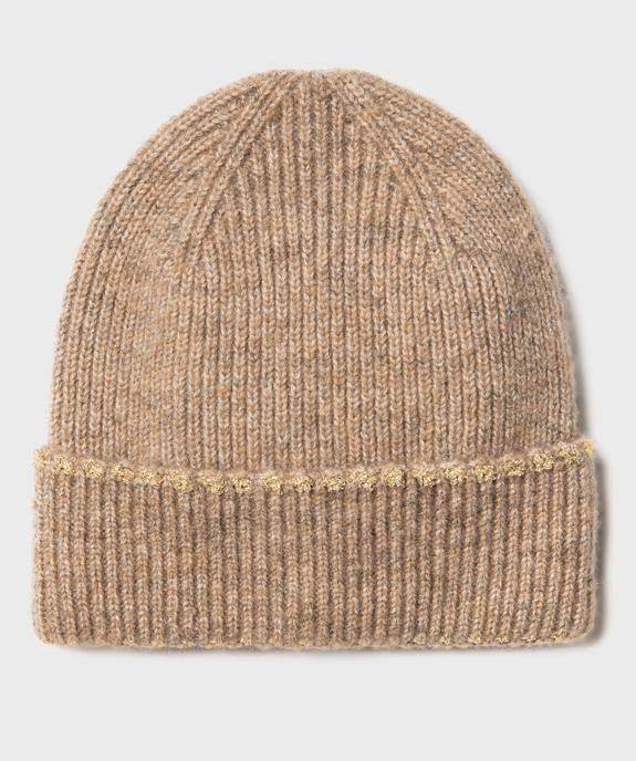 Bonnet en maille côtelée à revers pailleté femme vue1 - GEMO (ACCESS) - GEMO