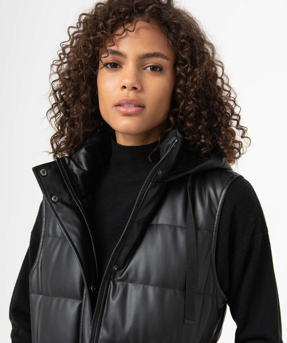 Blouson femme matelassé sans manches à capuche coupe longue vue2 - GEMO(FEMME PAP) - GEMO