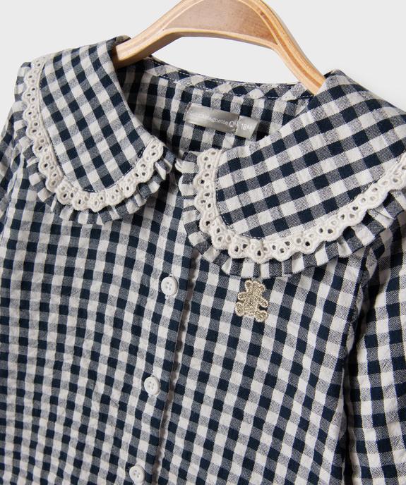 Blouse manches longues en coton vichy et col Claudine bébé fille - LuluCastagnette vue2 - LULUCASTAGNETTE - GEMO