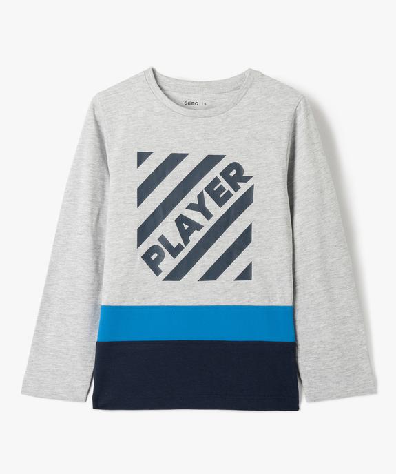 Tee-shirt garçon à manches longues multimatière vue1 - GEMO (ENFANT) - GEMO