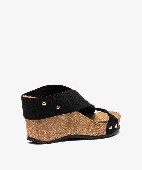 Mules femme à talon compensé et larges brides élastiques vue4 - GEMO(URBAIN) - GEMO