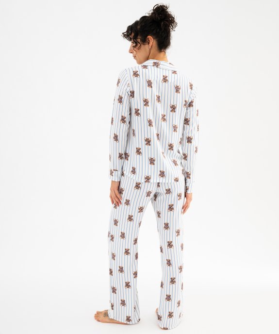 Pyjama à rayures et motifs oursons femme - LuluCastagnette vue4 - LULUCASTAGNETTE - GEMO