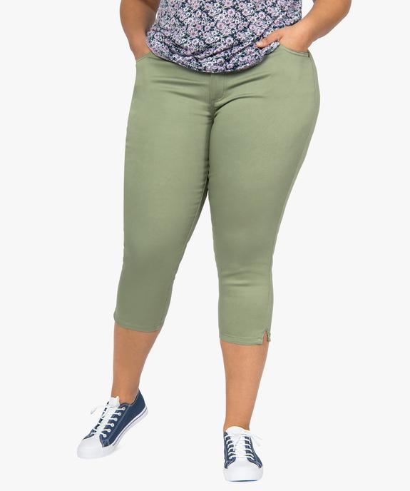 Pantacourt femme grande taille en toile extensible coupe ajustée vue1 - GEMO (G TAILLE) - GEMO
