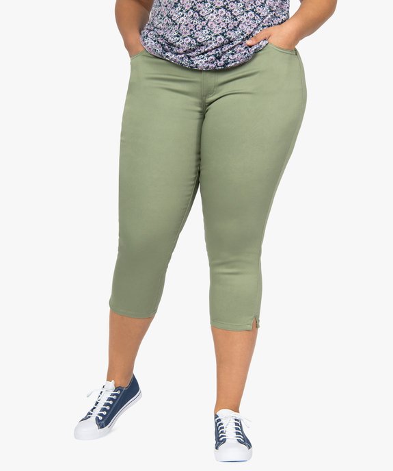 Pantacourt femme grande taille en toile extensible coupe ajustée vue1 - GEMO (G TAILLE) - GEMO