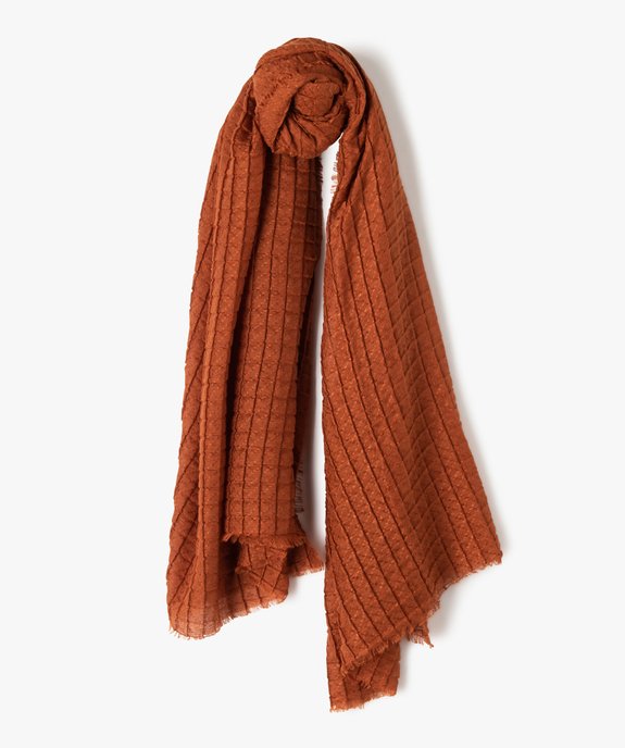 Foulard femme rectangulaire en maille gaufrée vue1 - GEMO (ACCESS) - GEMO