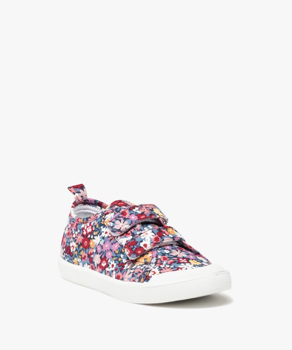 Baskets fille en toile imprimée fleurs fermeture scratch vue2 - GEMO (ENFANT) - GEMO