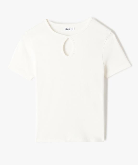 Tee-shirt fille en maille côtelée avec ouverture goutte vue1 - GEMO (JUNIOR) - GEMO