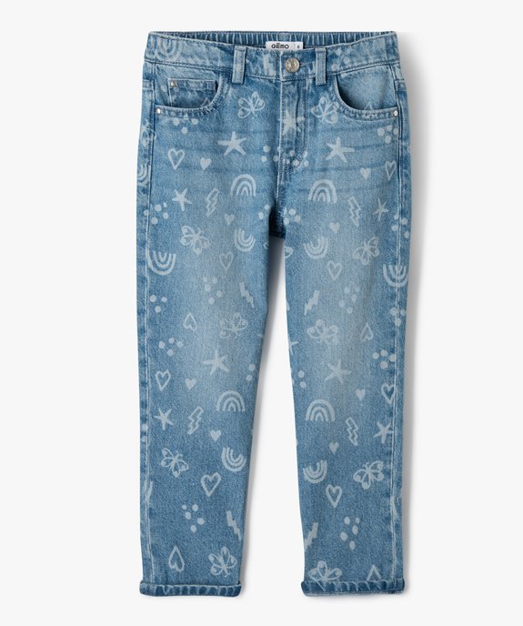 Jean à motifs coeurs coupe ample fille vue1 - GEMO 4G FILLE - GEMO