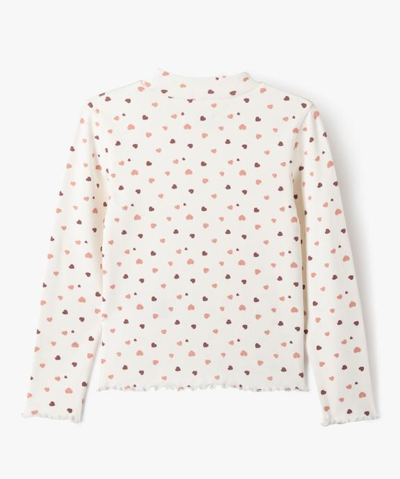 Tee-shirt manches longues col haut en maille côtelée à cœurs fille - GEMO 4G FILLE Tee-shirt manches longues col haut en maille côtelée à cœurs fille vue3 - GEMO 4G FILLE - GEMO