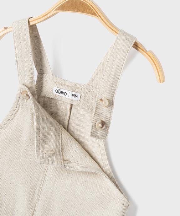 Salopette courte en coton et lin bébé garçon vue2 - GEMO(BEBE DEBT) - GEMO