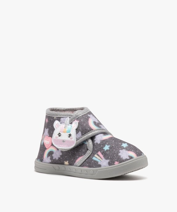 Chaussons fille bottillons à scratch en jersey imprimé - Beppi vue2 - BEPPI - GEMO